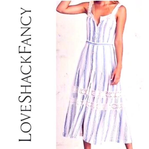 LoveShackFancy Dress M Eve Striped Maxi Prairie Dress $295 - Picture 1 of 15